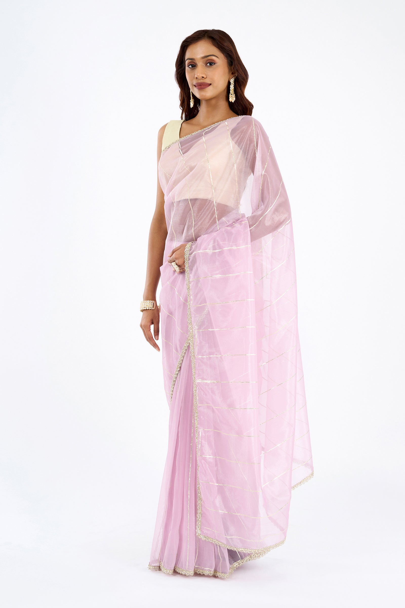 Teejh Ziaya Lilac Net Gota Saree