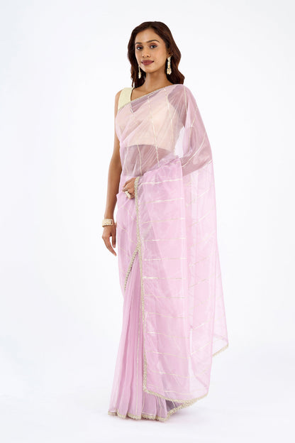 Teejh Ziaya Lilac Net Gota Saree
