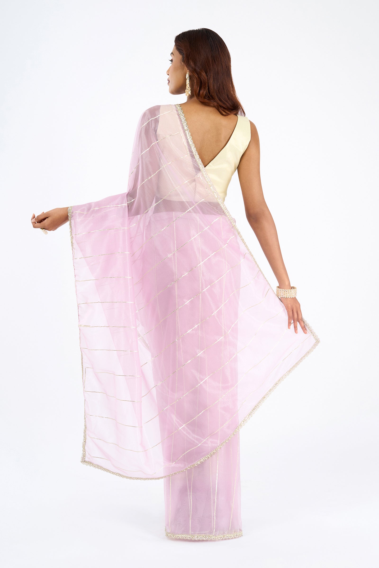 Teejh Ziaya Lilac Net Gota Saree