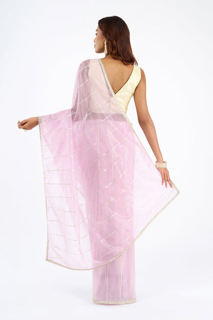 Teejh Ziaya Lilac Net Gota Saree
