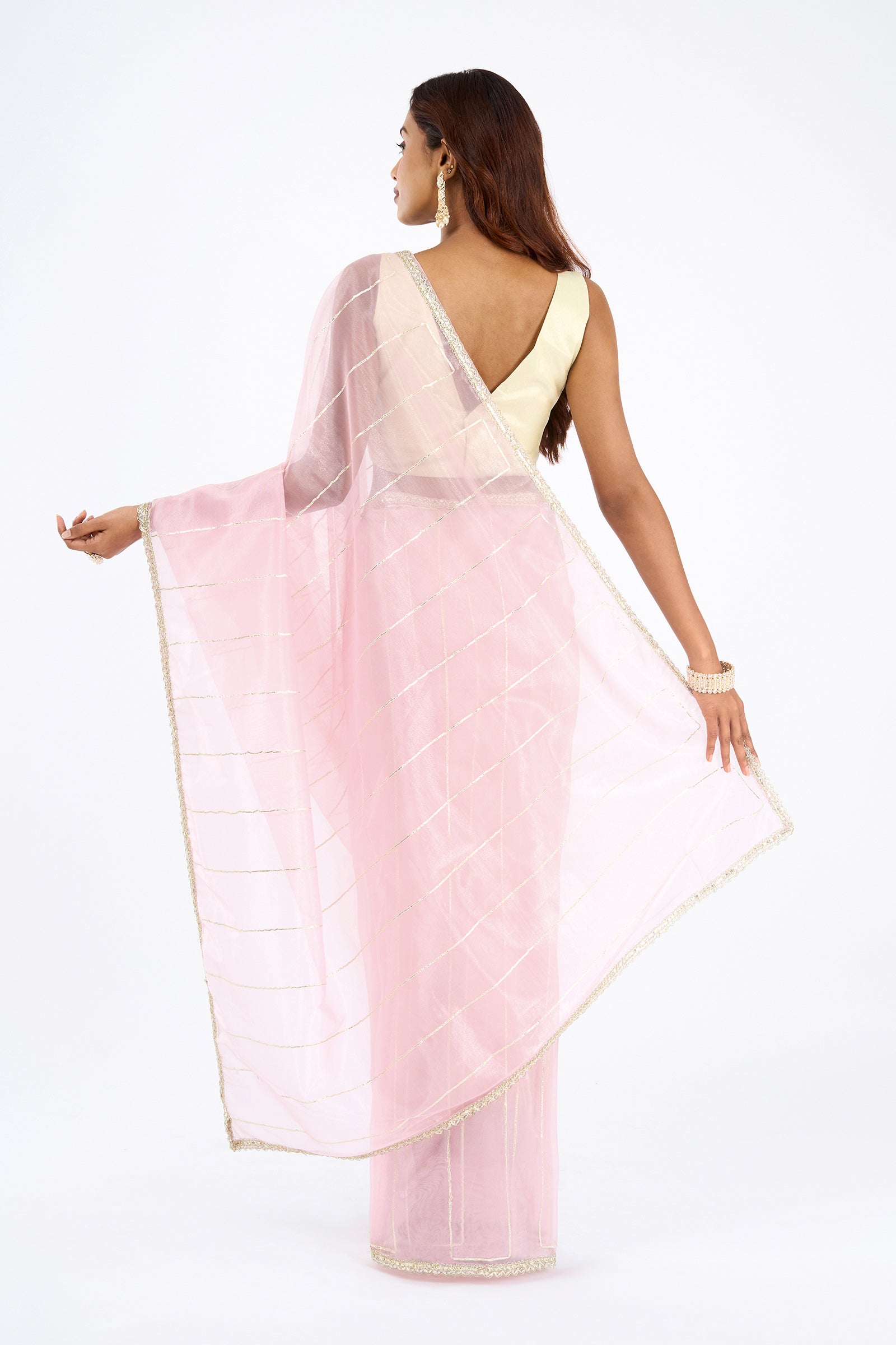 Teejh Ziaya Light Pink Net Gota Saree