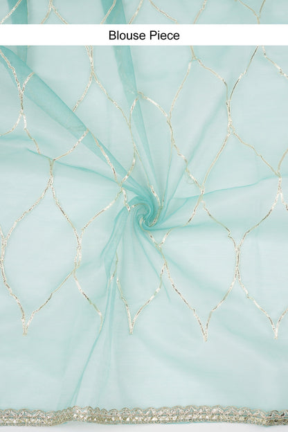 Teejh Meheriye Sea Green Net Gota Saree