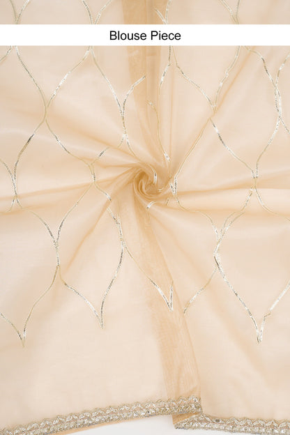 Teejh Meheriye Champagne Net Gota Saree