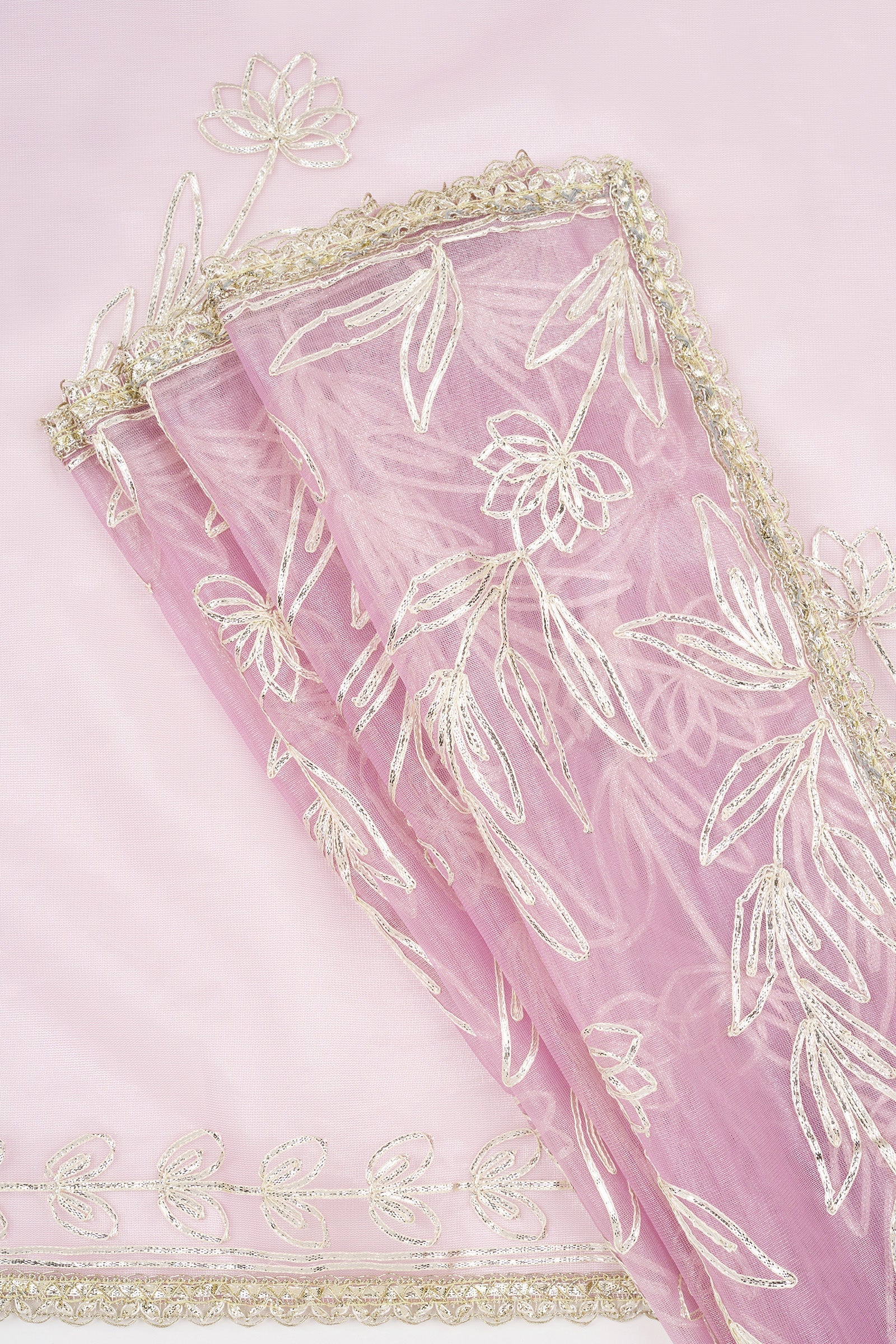 Teejh Silsila Light Pink Net Gota Saree