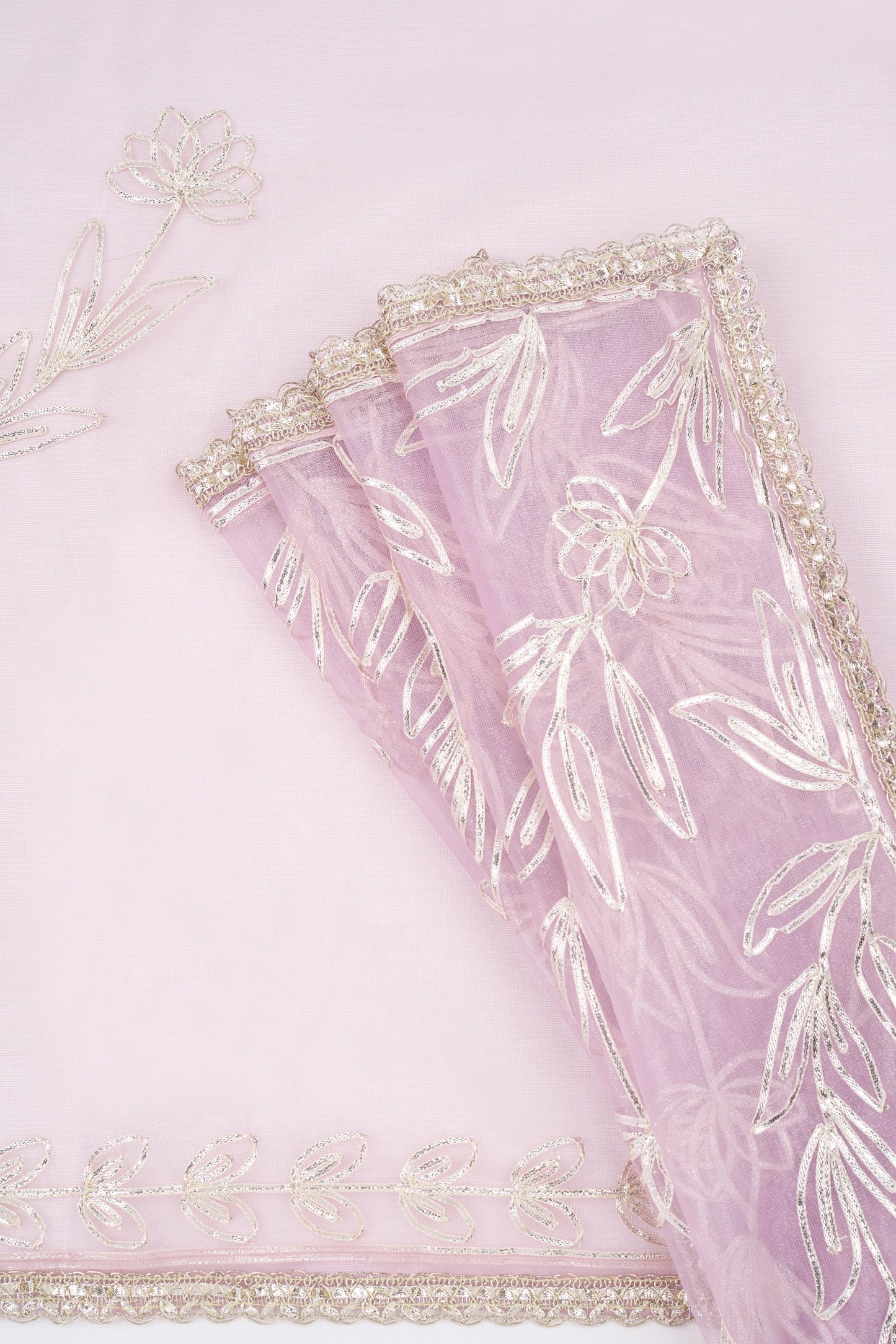 Teejh Silsila Lilac Net Gota Saree