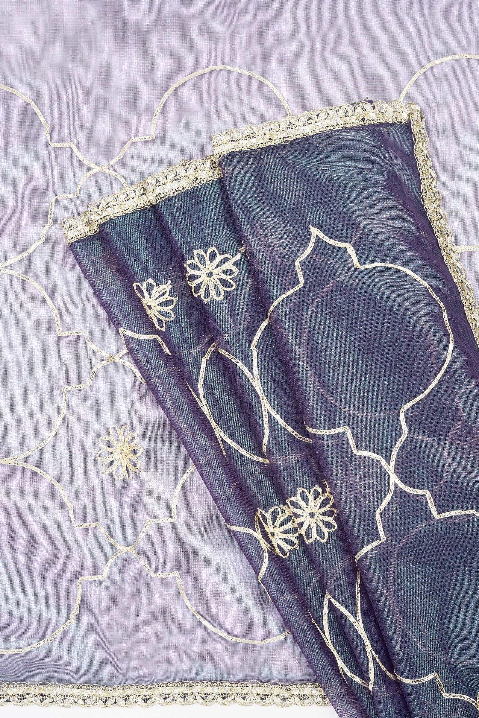 Teejh Hriya Midnight Violet Net Gota Saree