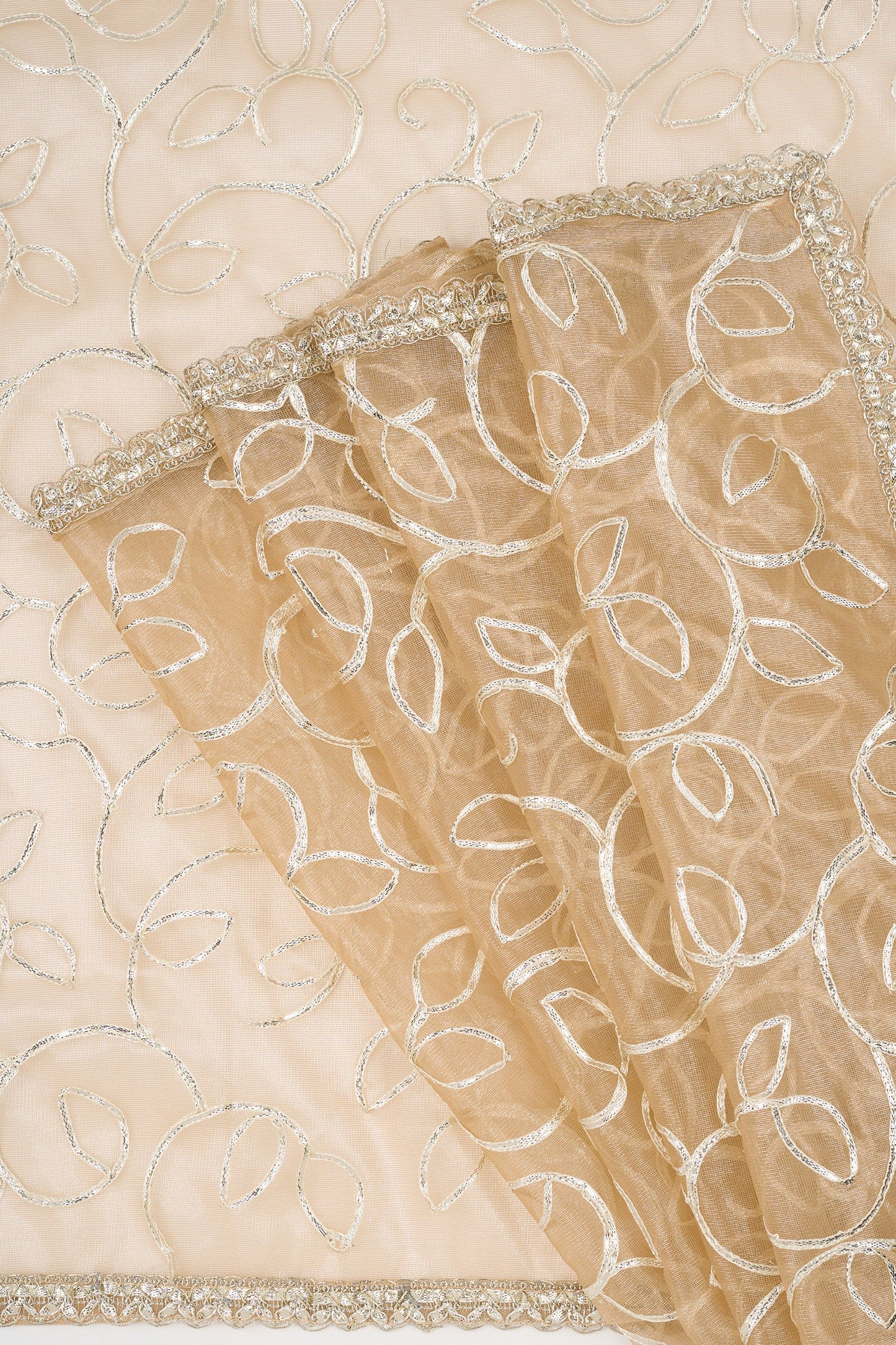 Teejh Mehefil Champagne Net Gota Saree