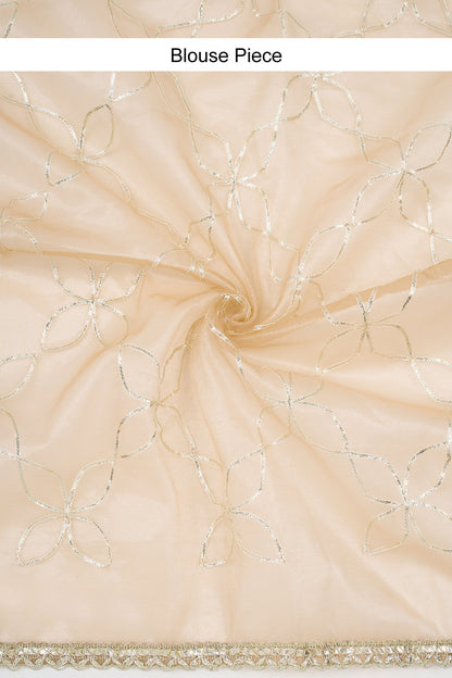 Teejh Mehefil Champagne Net Gota Saree