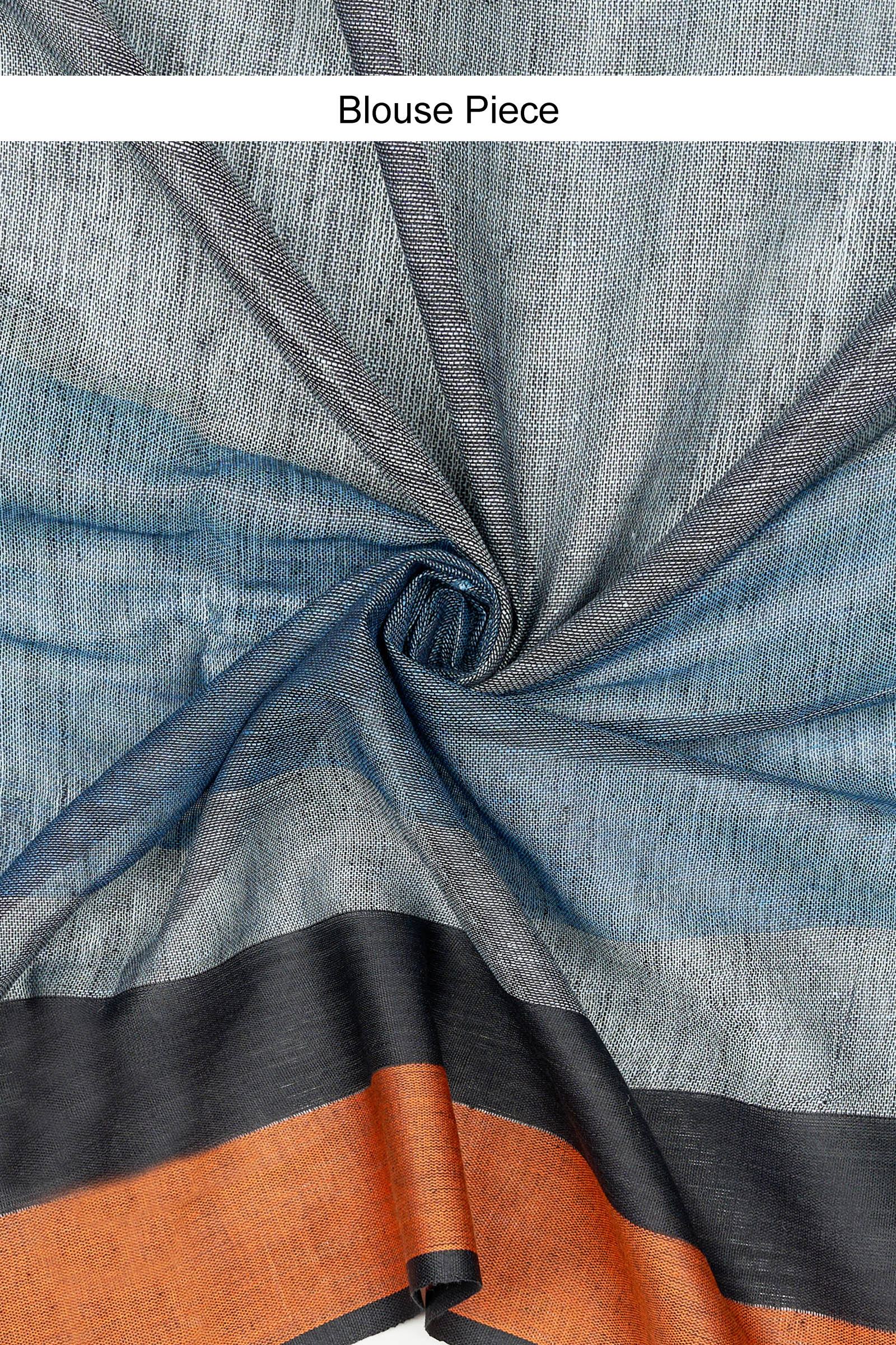 Teejh Blocks Blue and orange  Color Block Saree