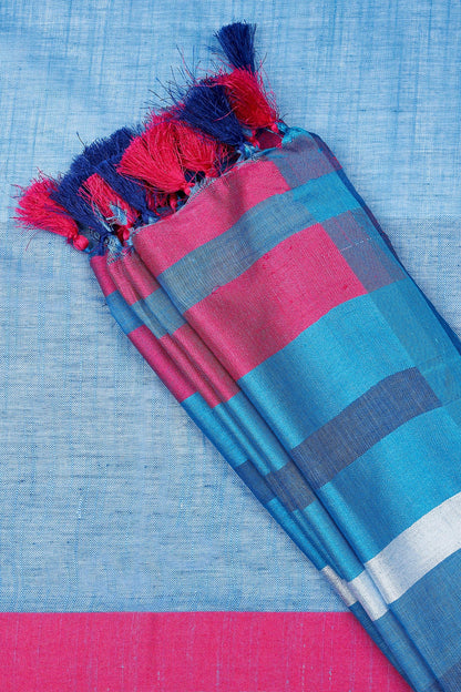Teejh Shades Navy Blue Color Block Saree