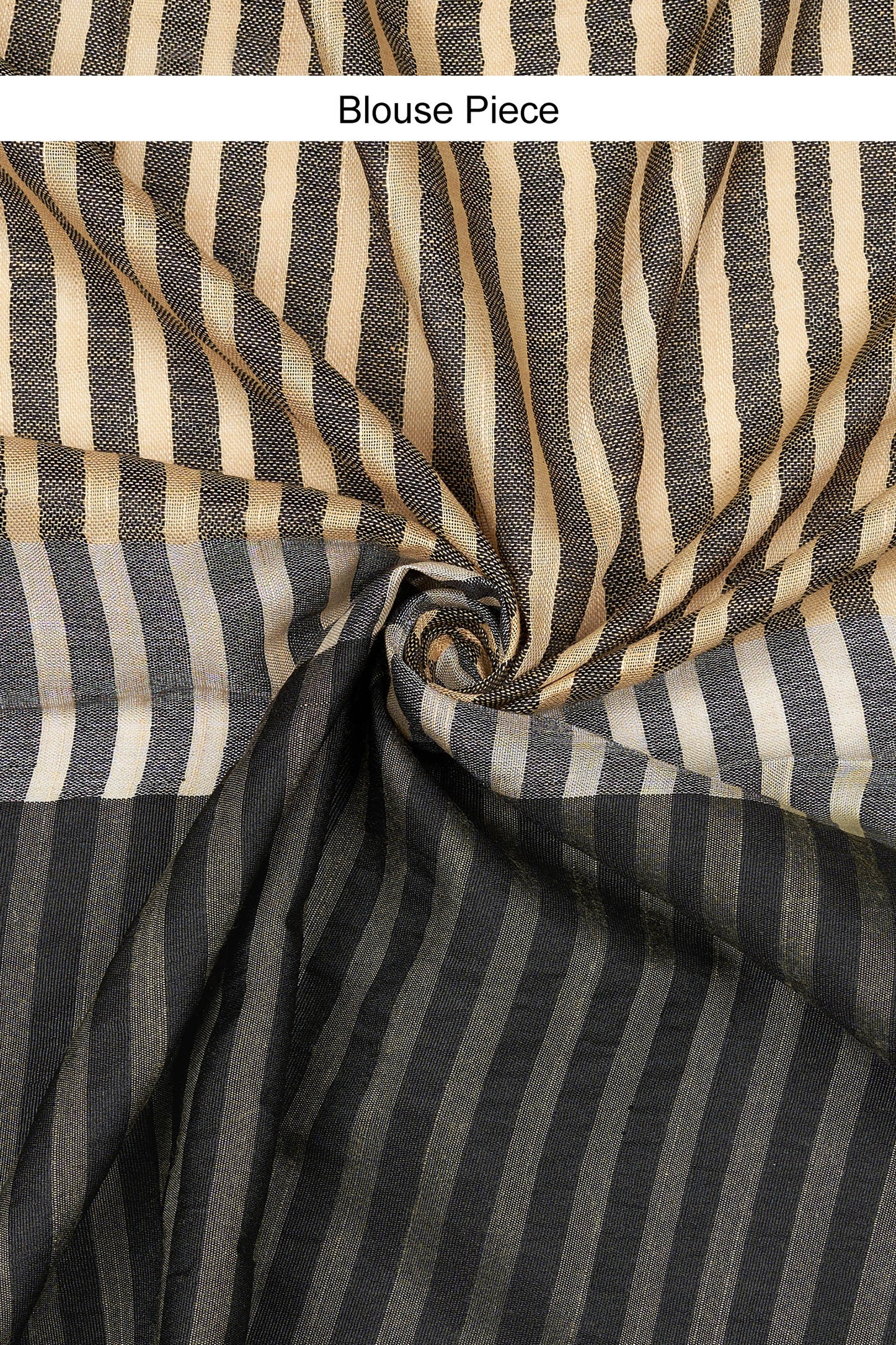 Teejh Chhaya Beige and Black Color Block Saree