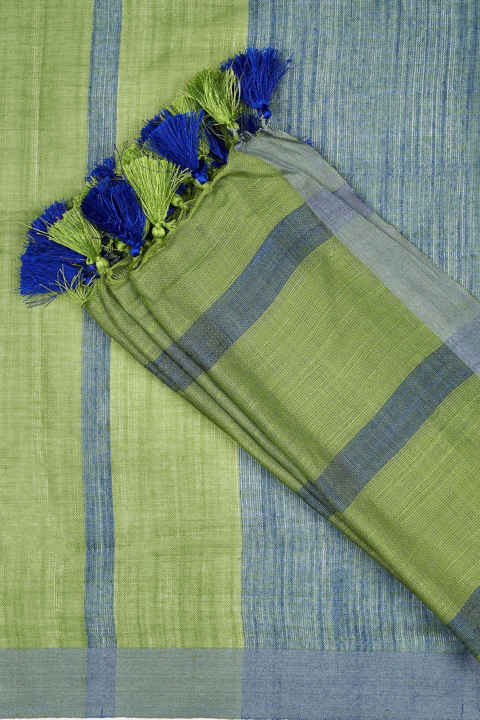 Teejh Maun Green Color Block Saree