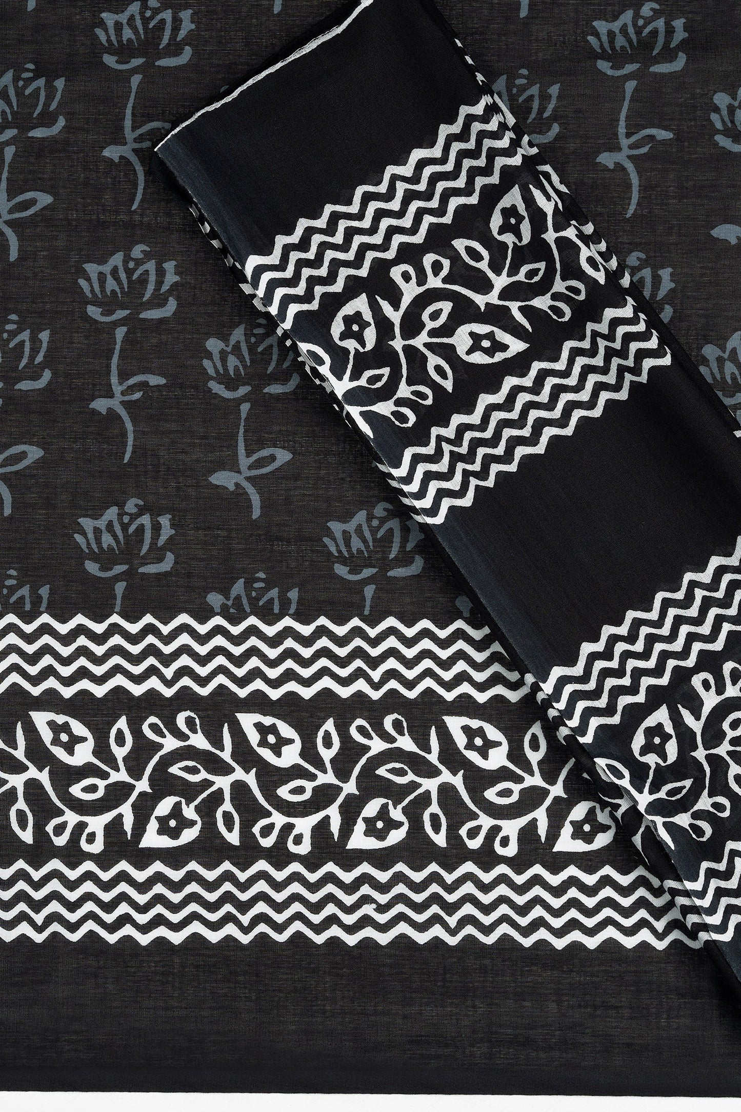 Teejh Shubali Black Hand Blockprint Saree