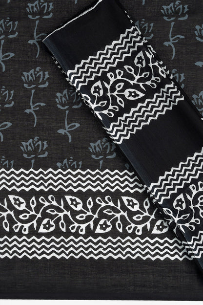 Teejh Shubali Black Hand Blockprint Saree