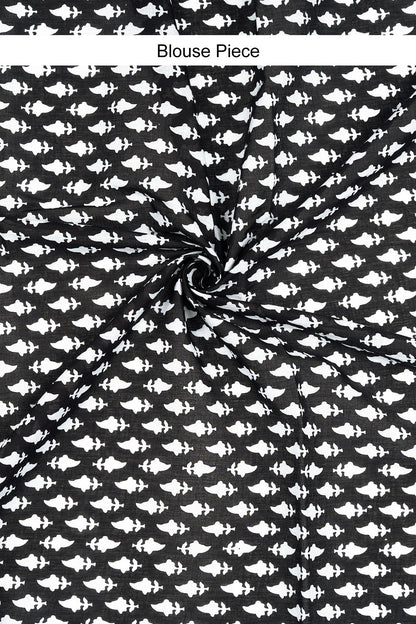Teejh Sarasmi Black Hand Blockprint Saree