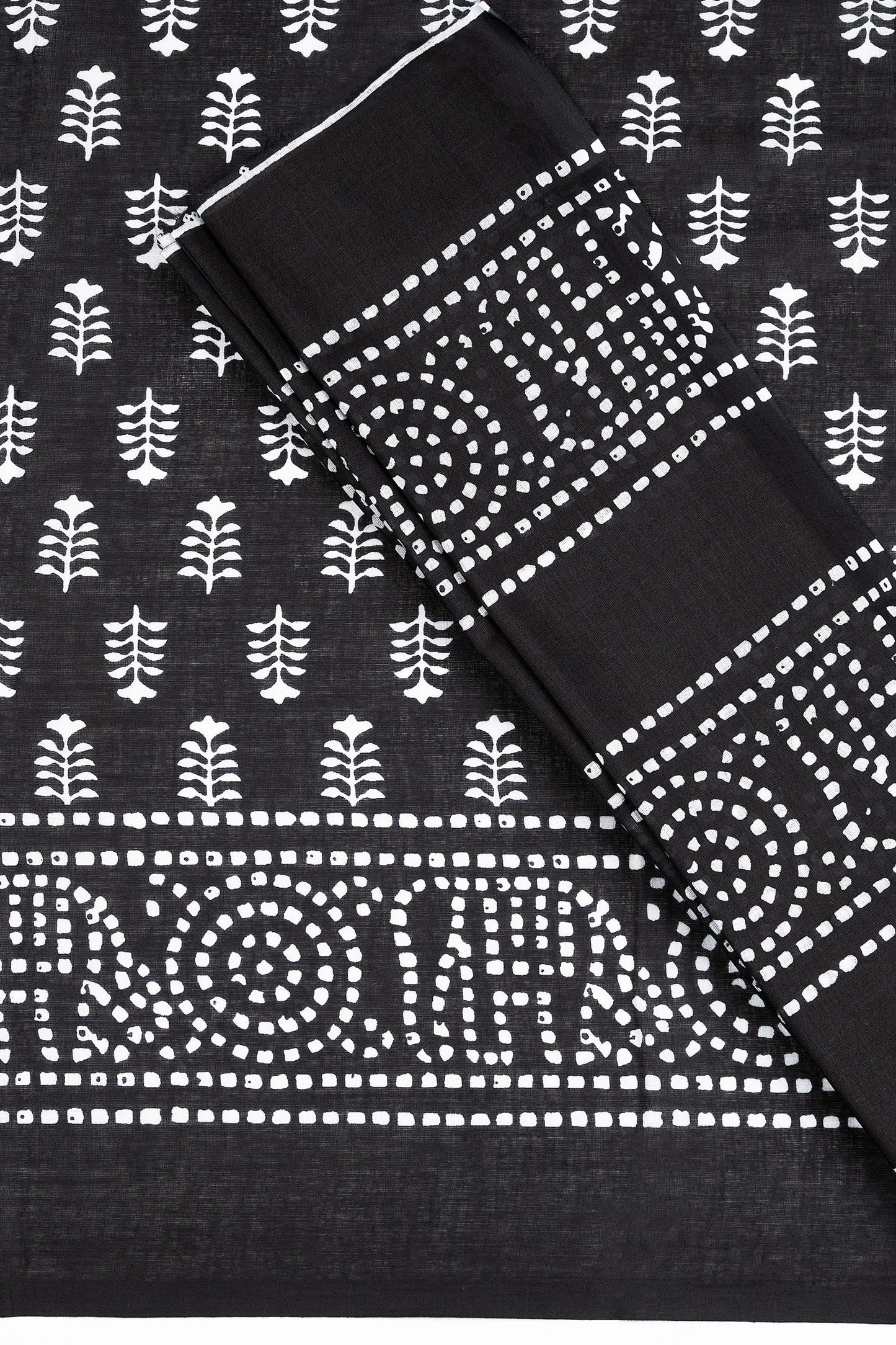 Teejh Sindhura Black Hand Blockprint Saree