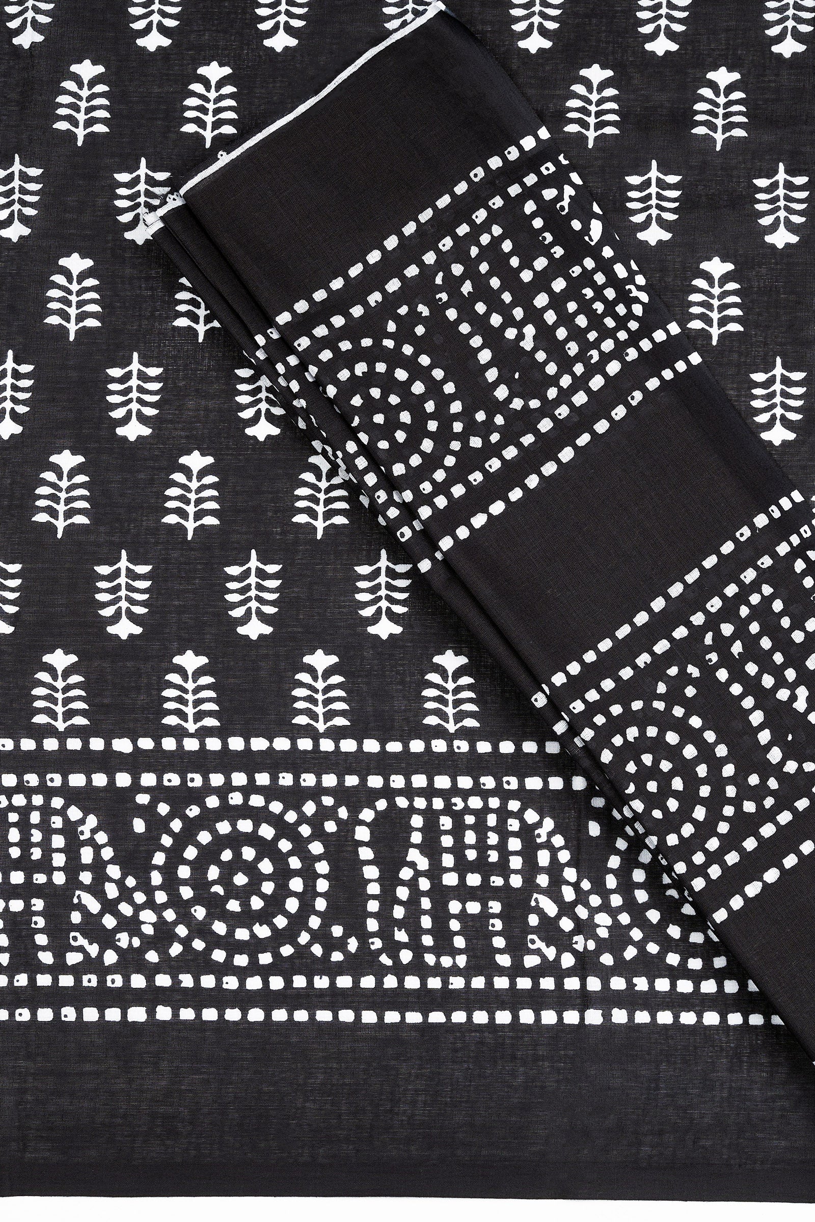Teejh Sindhura Black Hand Blockprint Saree
