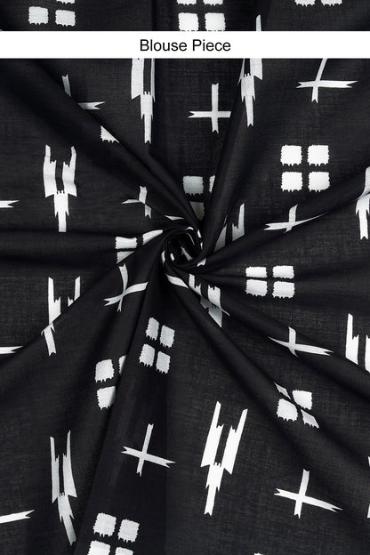 Teejh Taranika Black Hand Blockprint Saree