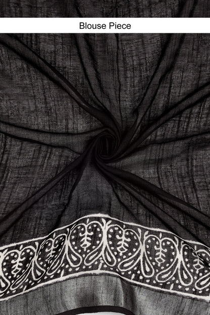 Teejh Dayani Black Hand Blockprint Saree