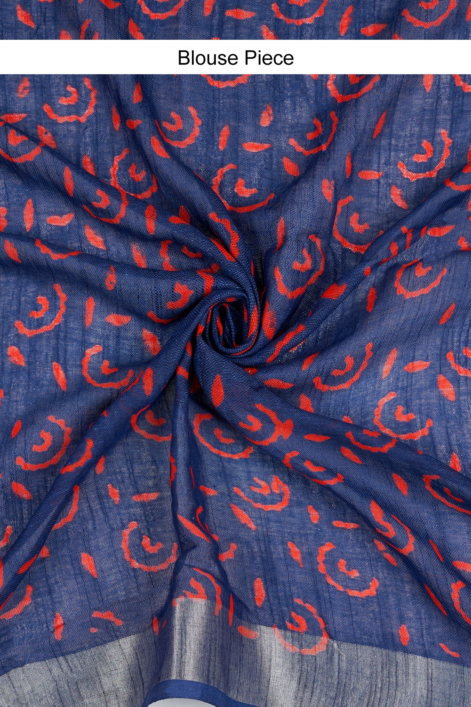 Teejh Kritaali Indigo & Red Hand Blockprint Saree