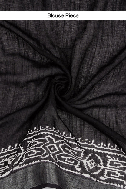 Teejh Kotisha Black Hand Blockprint Saree