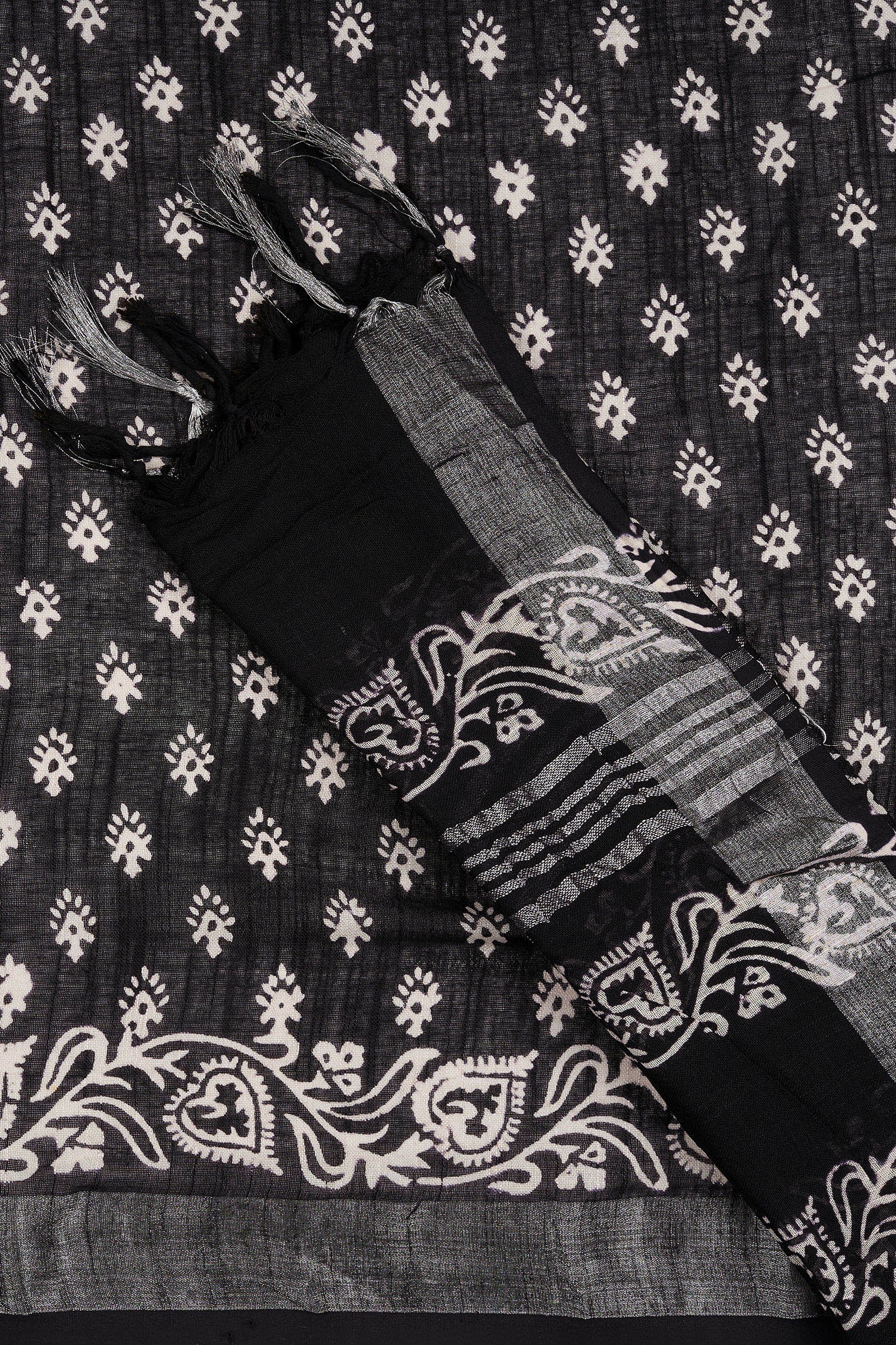 Teejh Navisha Black Hand Blockprint Saree