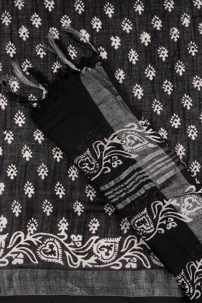 Teejh Navisha Black Hand Blockprint Saree