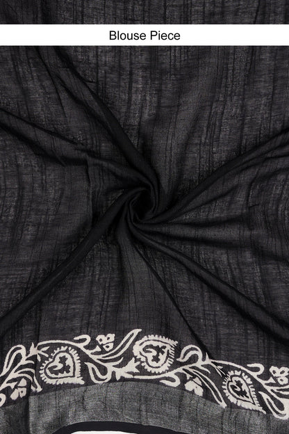 Teejh Navisha Black Hand Blockprint Saree