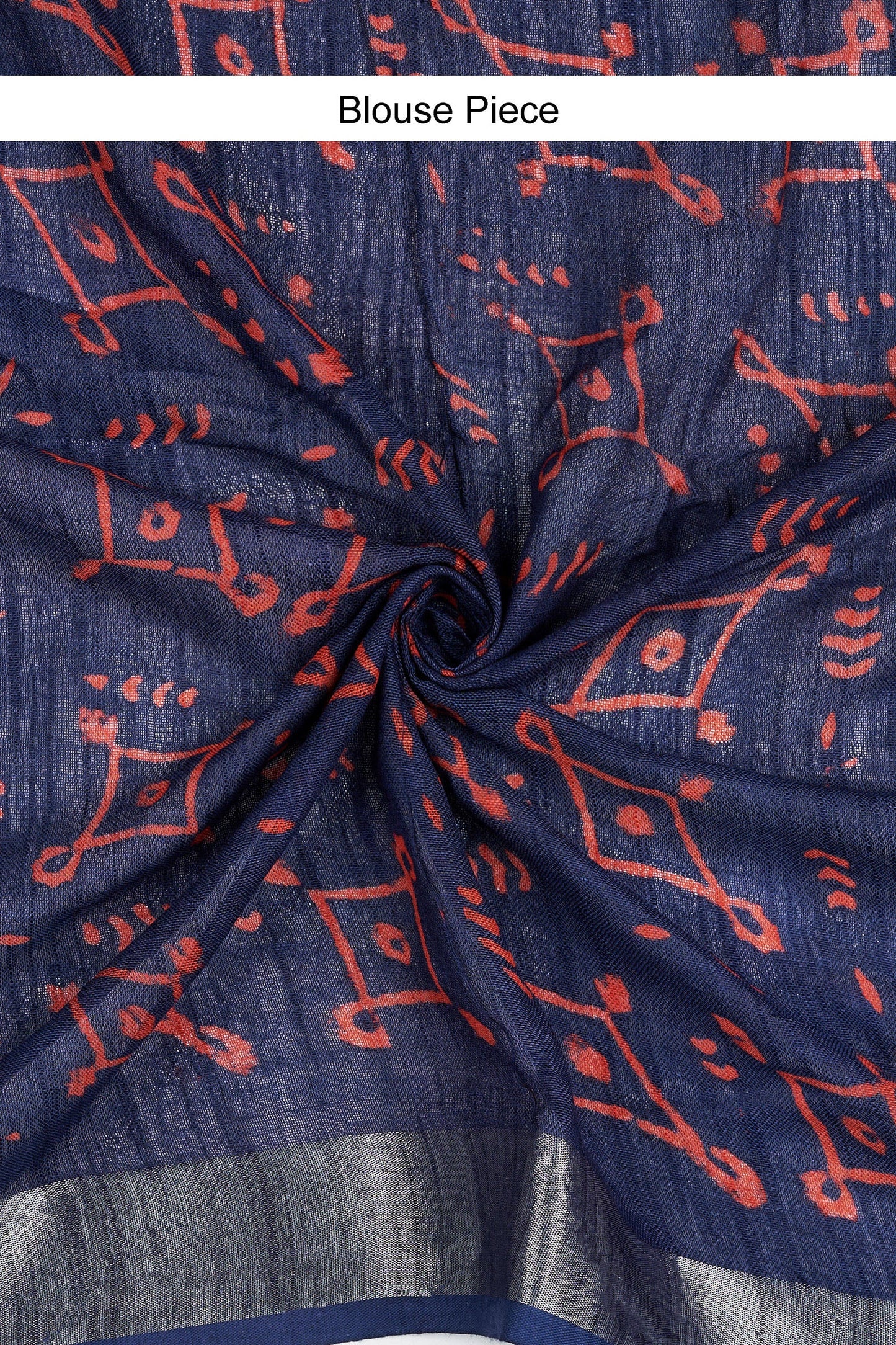 Teejh Ekila Indigo & Red Hand Blockprint Saree
