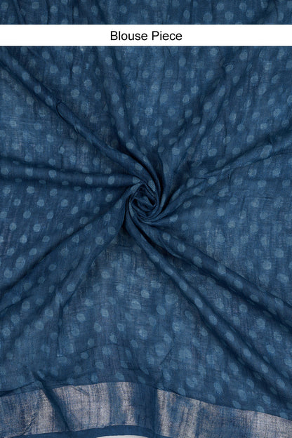 Teejh Pravani Indigo Hand Blockprint Saree