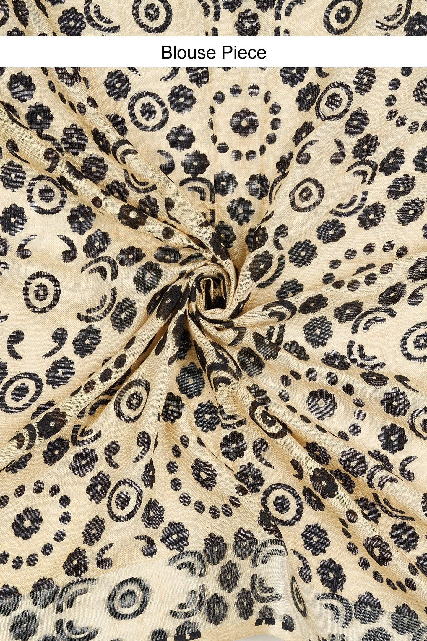 Teejh Mohenyaa Beige & Black Hand Blockprint Saree