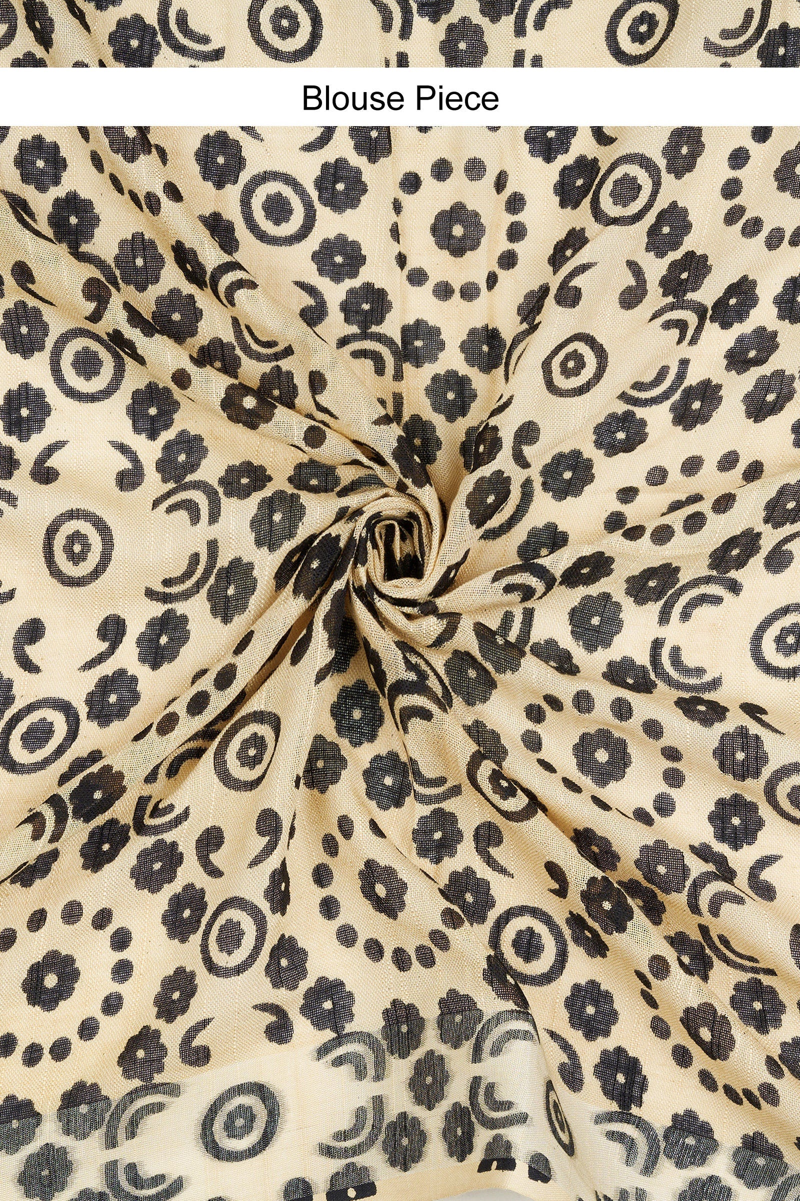 Teejh Mohenyaa Beige & Black Hand Blockprint Saree
