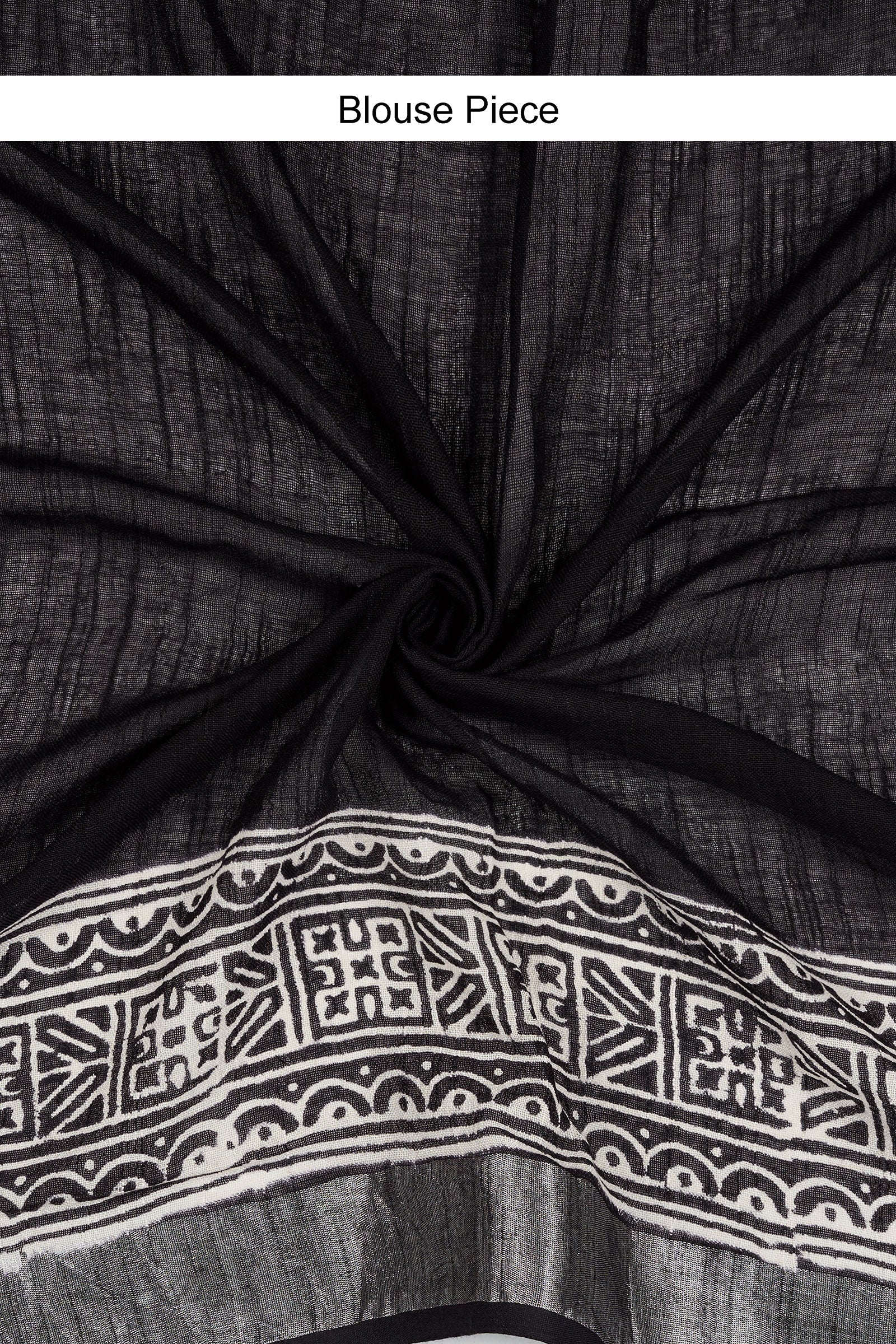 Teejh Chitrani Black Hand Blockprint Saree