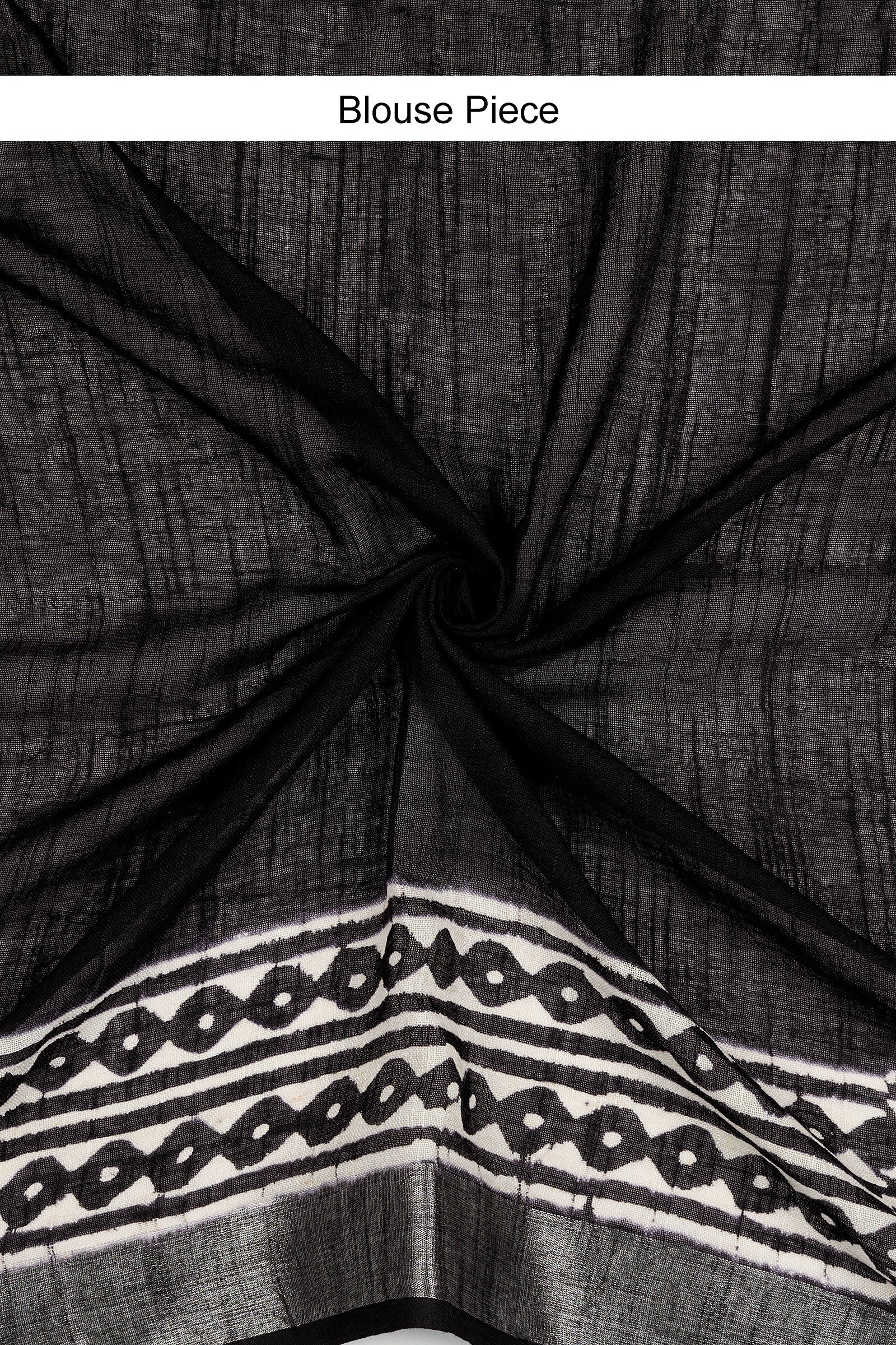 Teejh Kanvani Black Hand Blockprint Saree