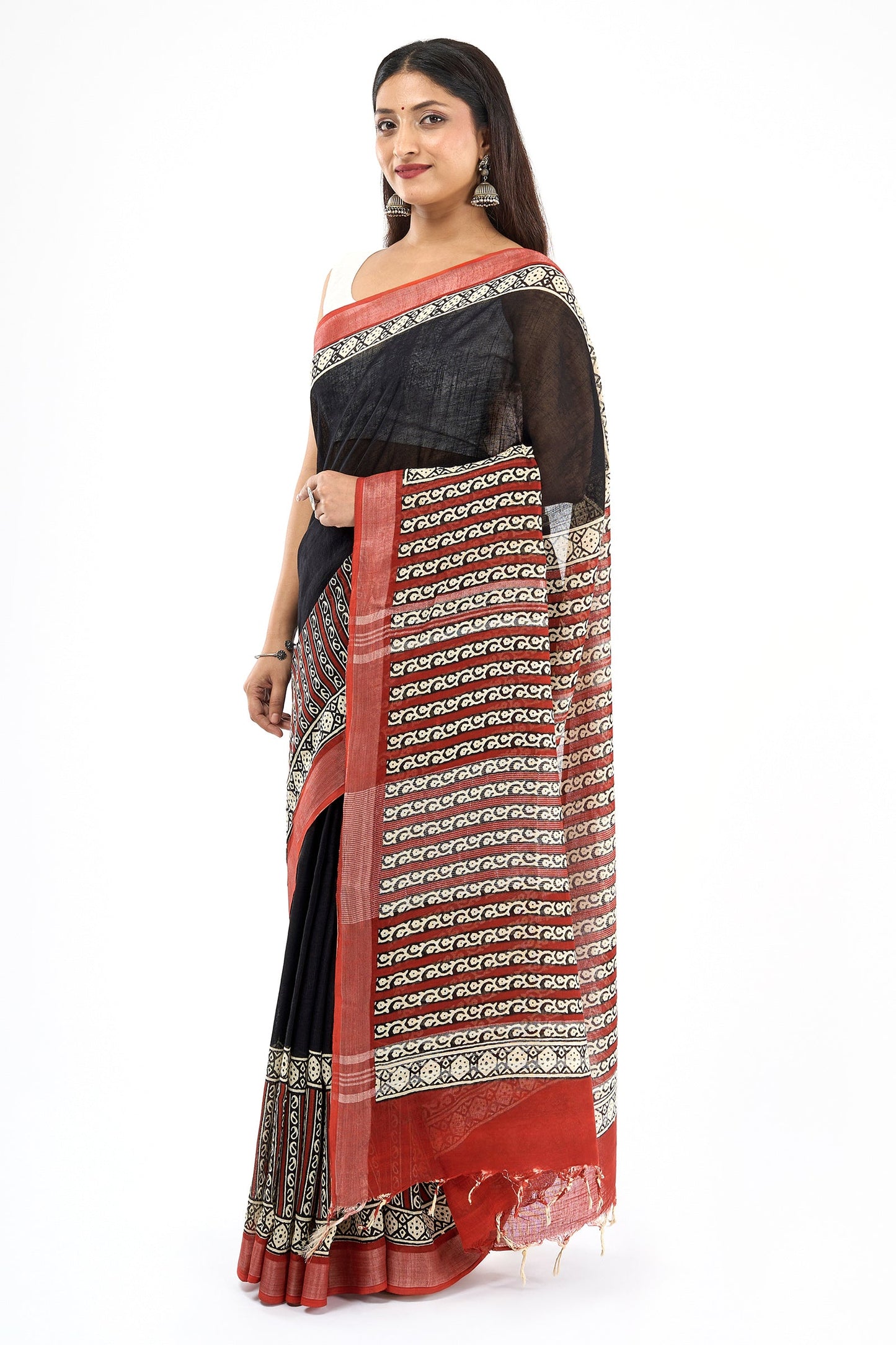 Teejh Matrika Hand Blockprint Saree