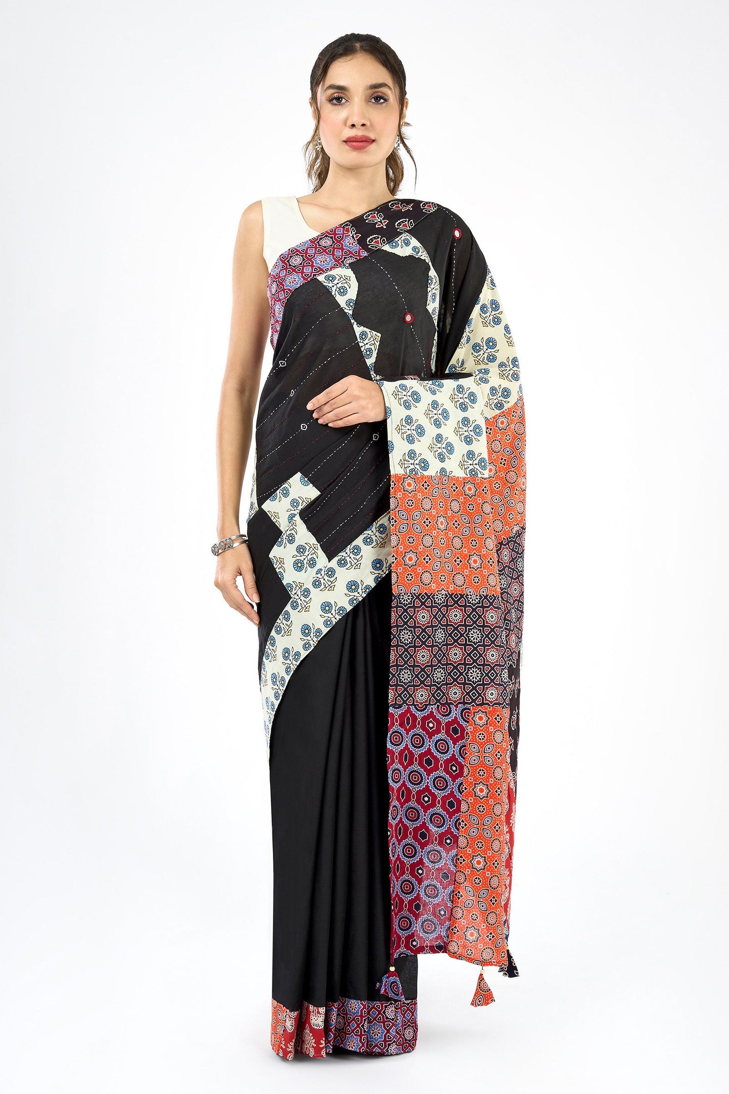 Tejika Black Applique & Mirror Work Saree