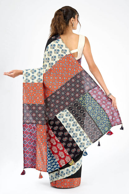 Tejika Black Applique & Mirror Work Saree