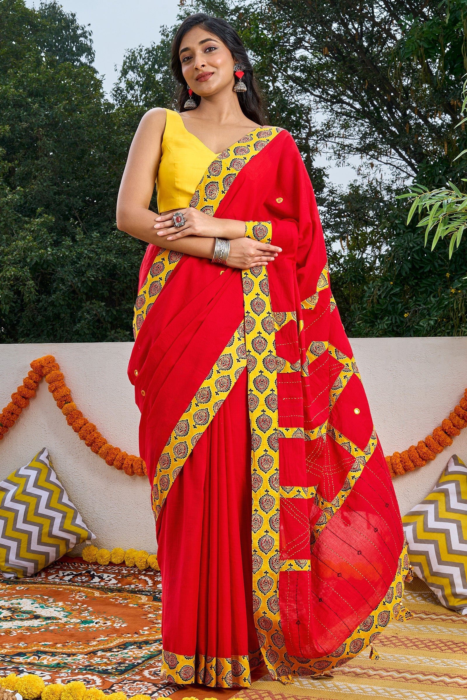 Yavanika Applique & Mirror Work Saree