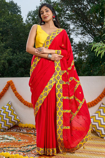 Yavanika Applique & Mirror Work Saree