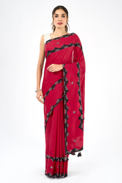 Svarnita Applique & Mirror Work Saree