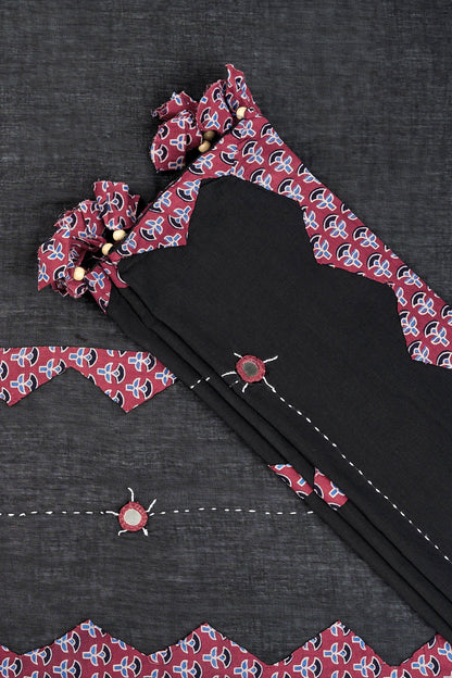 Dyutima Black Applique & Mirror Work Saree