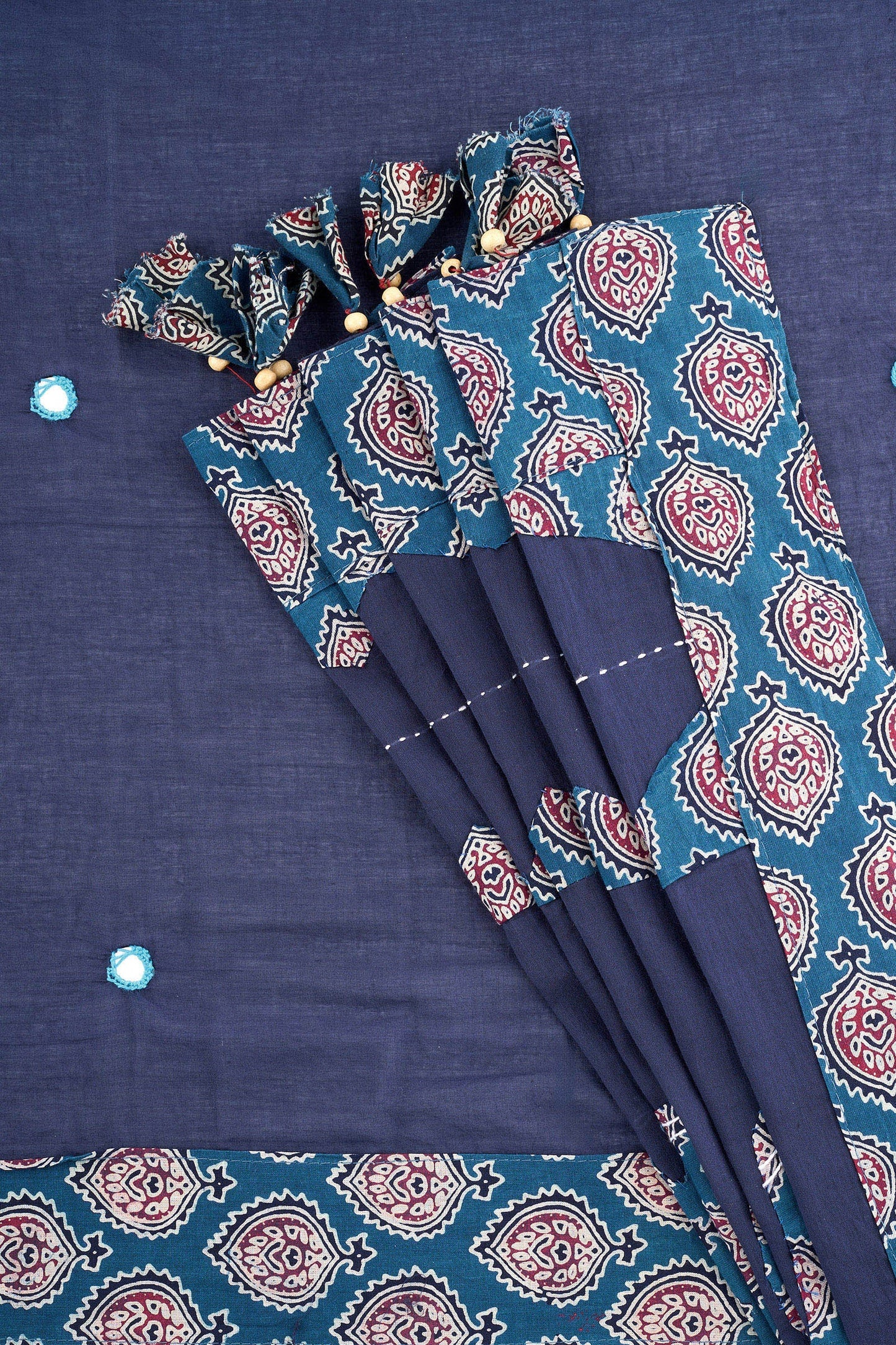 Yajnita Deep Blue Applique & Mirror Work Saree