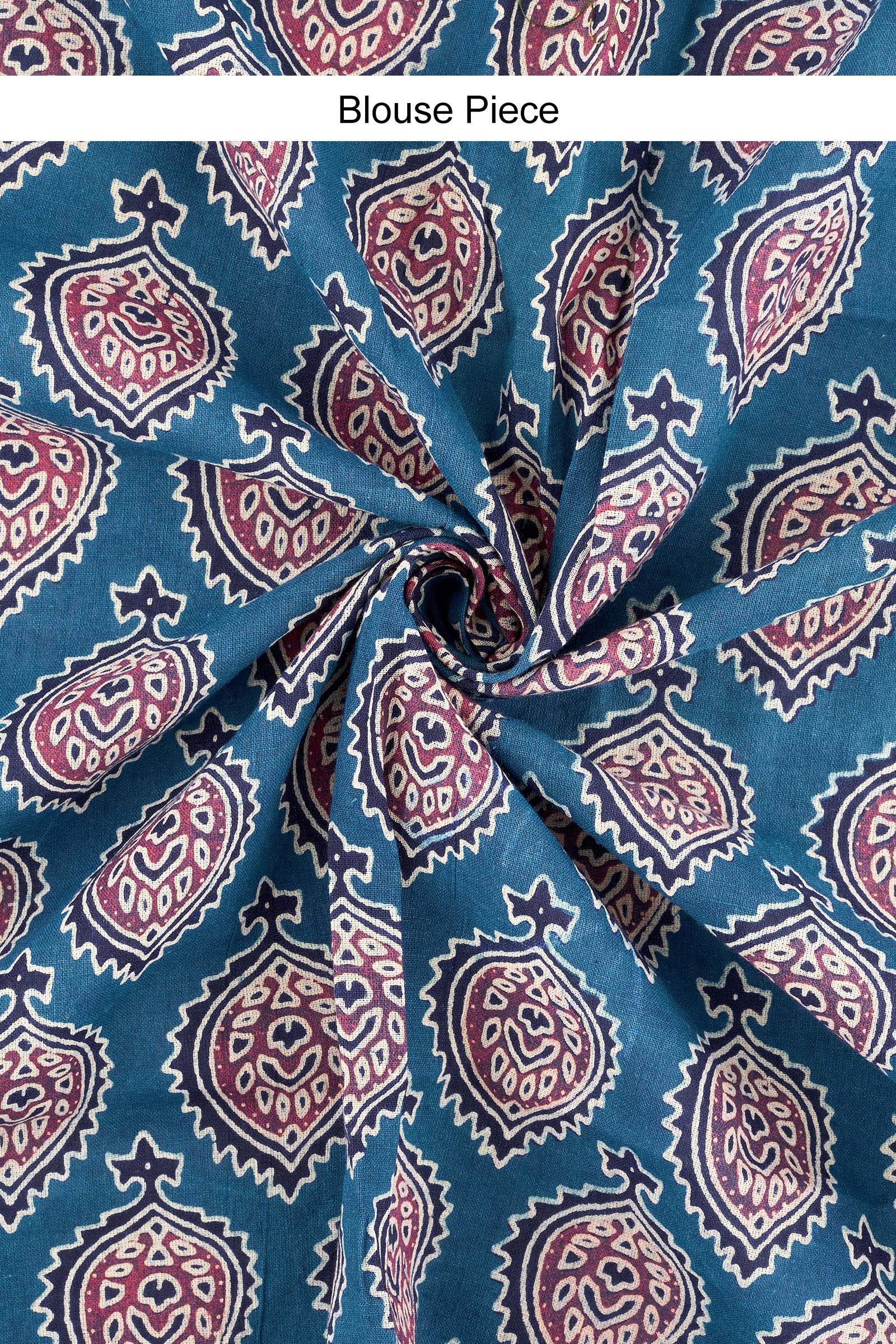 Yajnita Deep Blue Applique & Mirror Work Saree