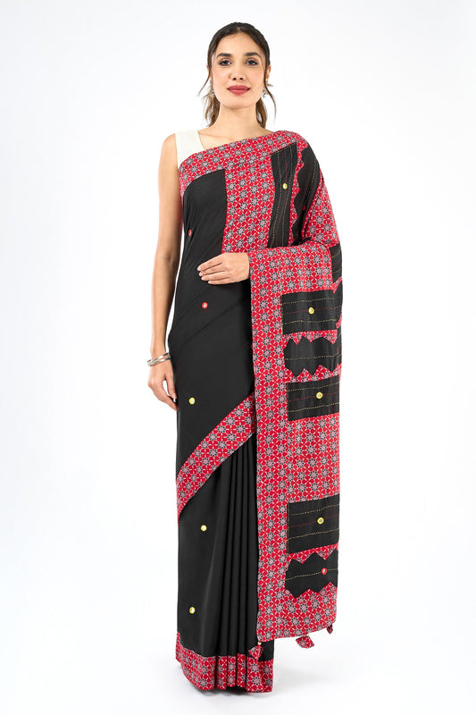 Tavrika Black Applique & Mirror Work Saree