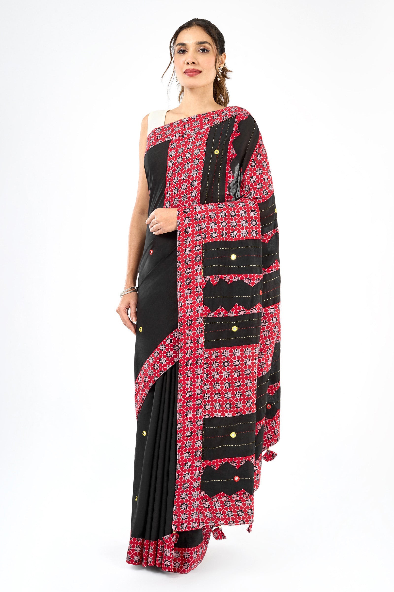 Tavrika Black Applique & Mirror Work Saree