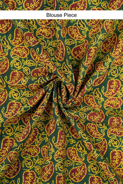 Bhagini mustard and olive green Applique & Mirror Work Saree