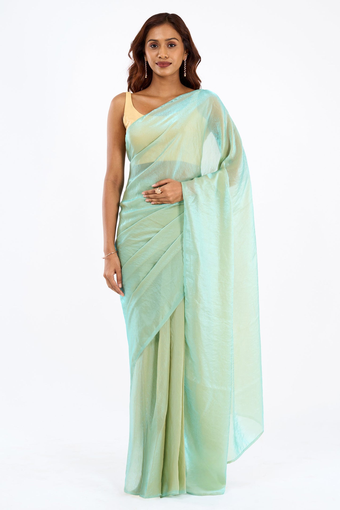 Vritika Baby Blue Pre-Draped Saree