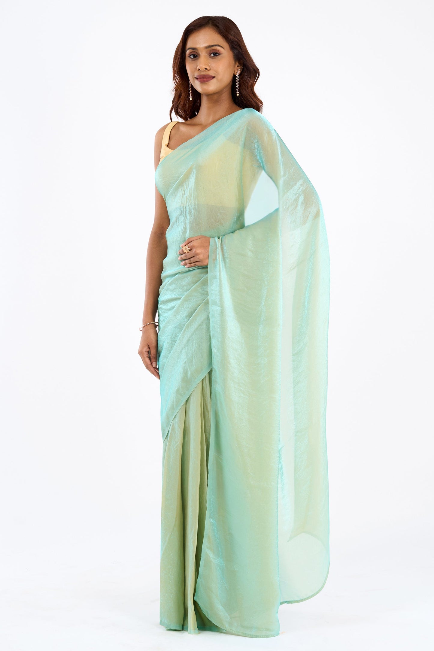 Vritika Baby Blue Pre-Draped Saree