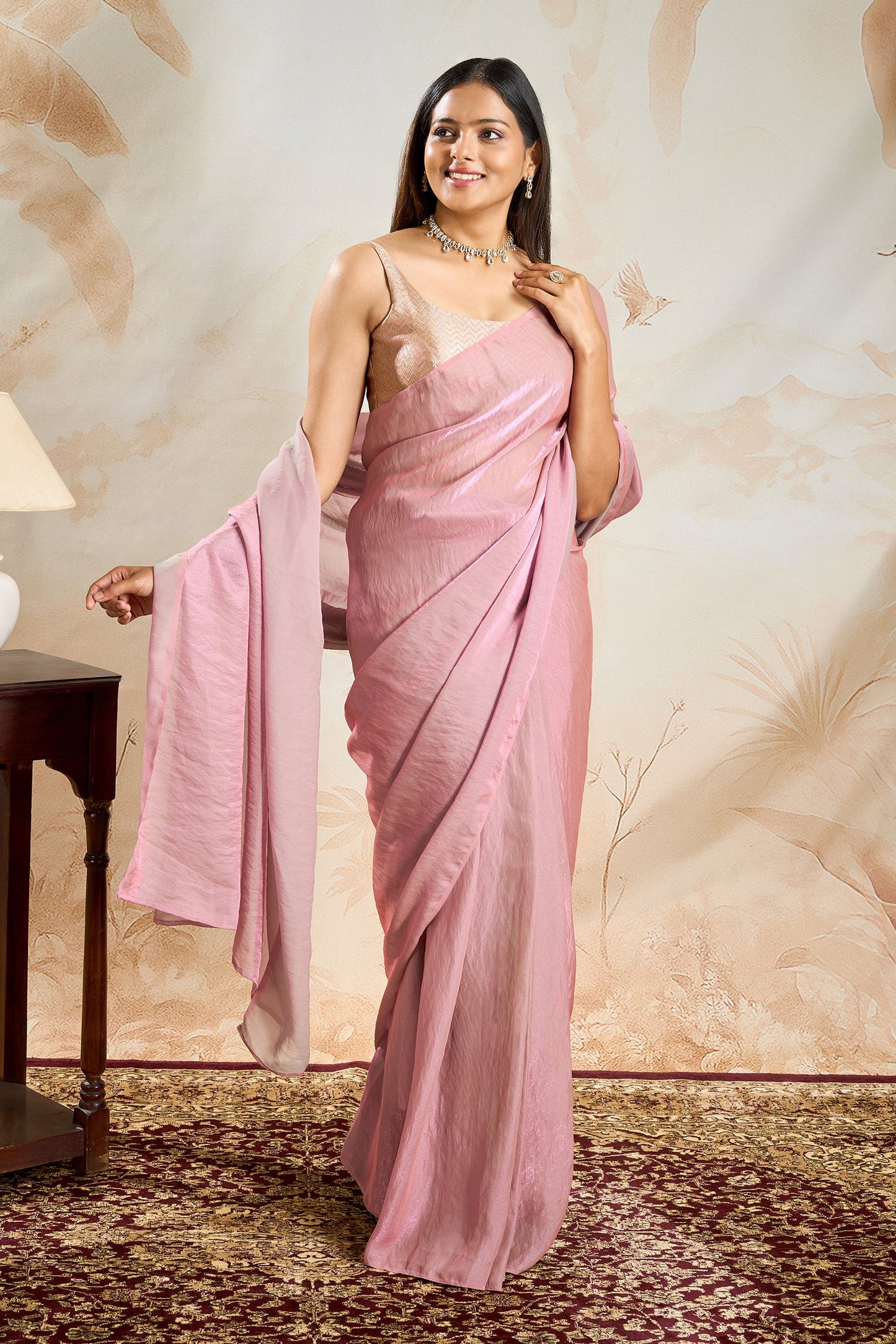 Aarjavi Onion Pink Pre-Draped Saree