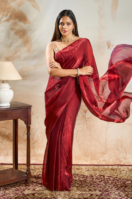 Lavitha Maroon Pre-Draped Saree